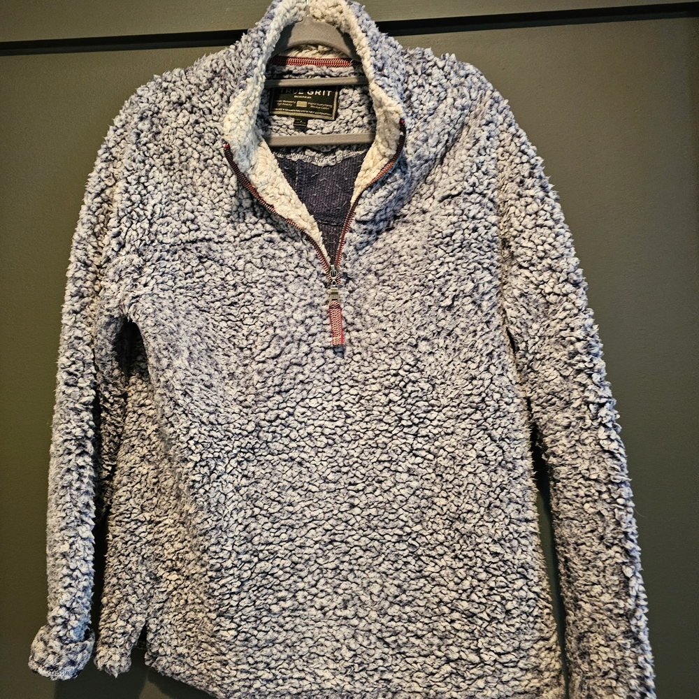 True Grit Blue and Gray Sherpa Pullover